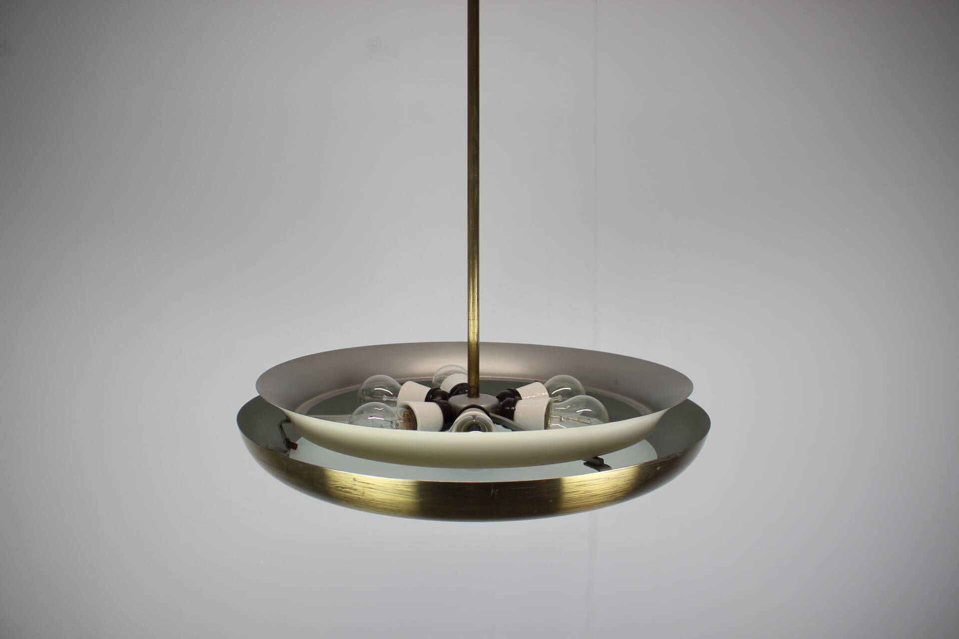 Art Deco UFO chandelier by Josef Hůrka for Napako, 1930s