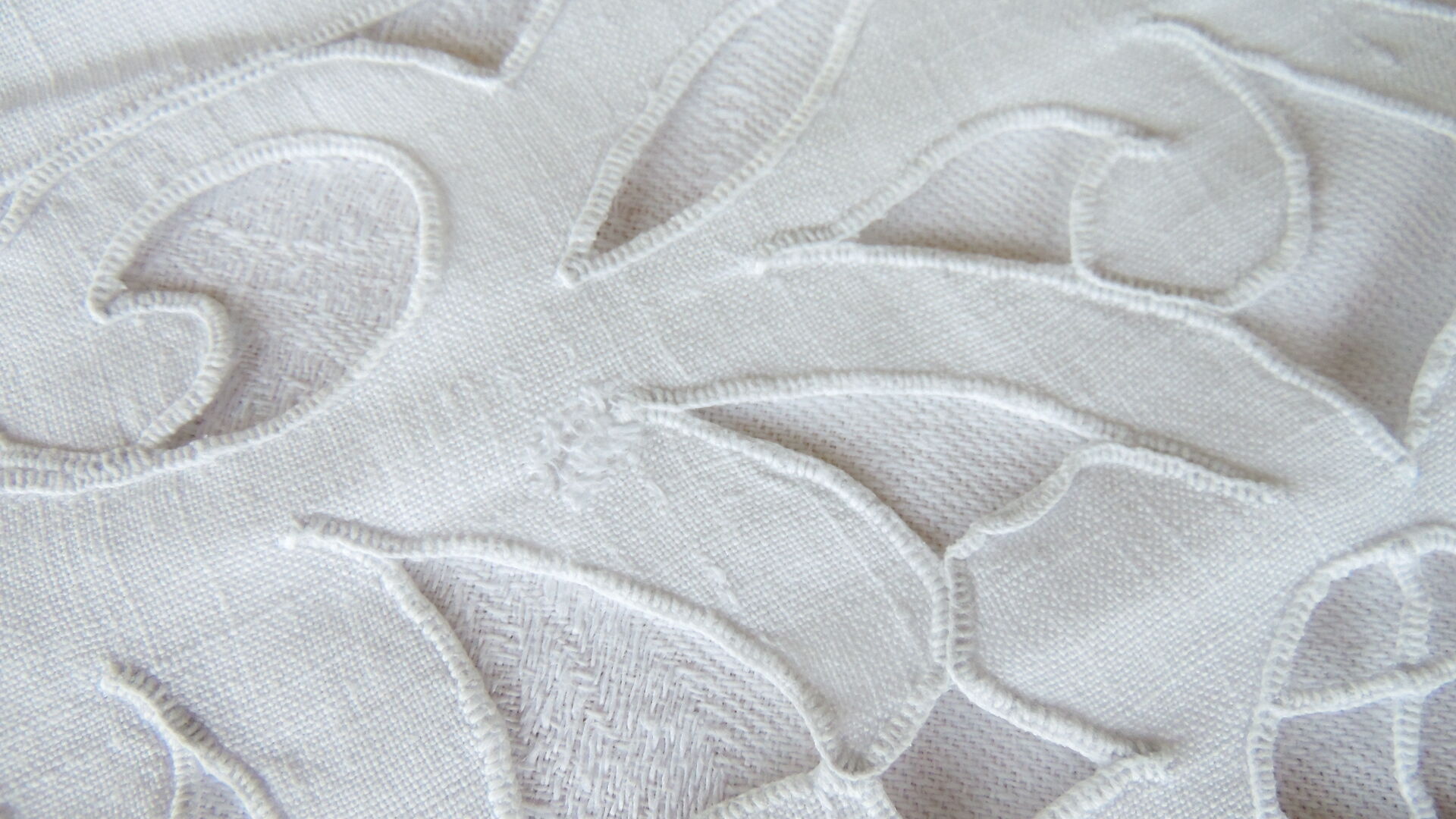 Antique linen sheet embroidered