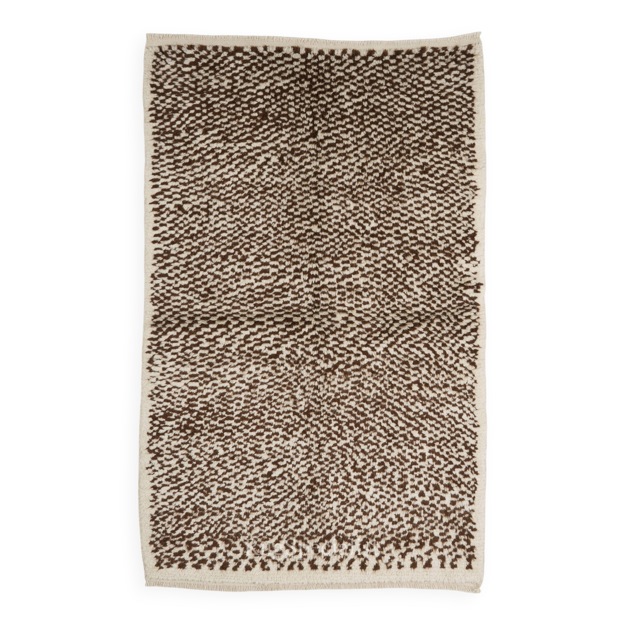 Handmade Tulu Rug, 100% Natural Un-Dyed Wool. Cream and Brown. Custom Options Available