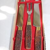 Set of meat service cutlery handle false deer antlers