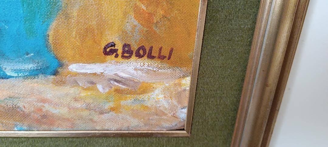 Oil on panel, vase with flowers, gerolamo bolli (pisa 1933-2009)