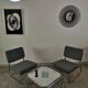 Paire de chauffeuses vintage chrome et tissus "pied de poule"
