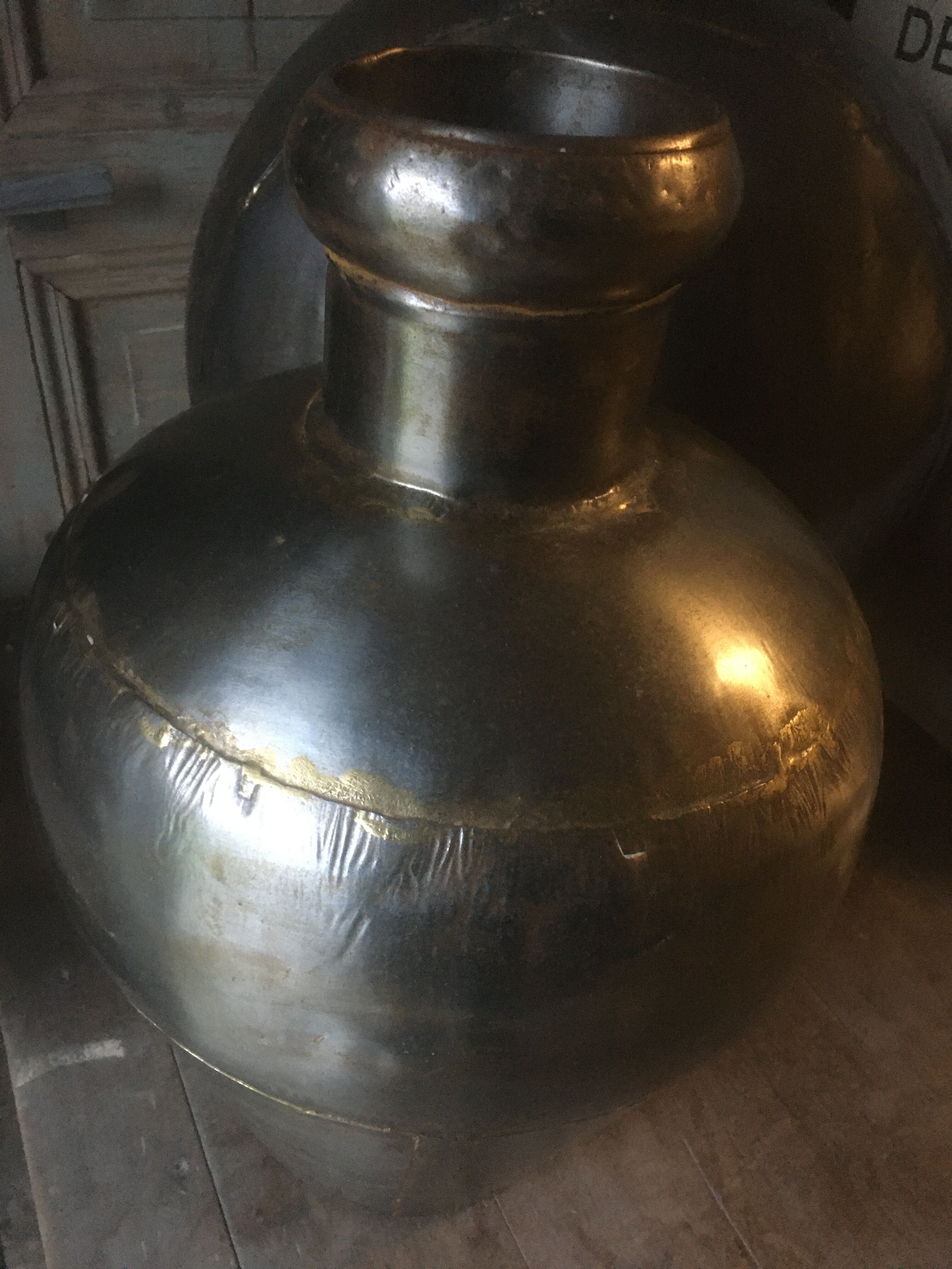 Pair of Radjasthan water bottles in polished metal