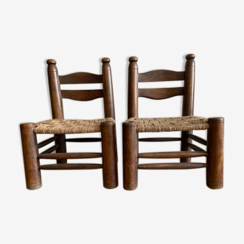 Paire petites chaises en bois