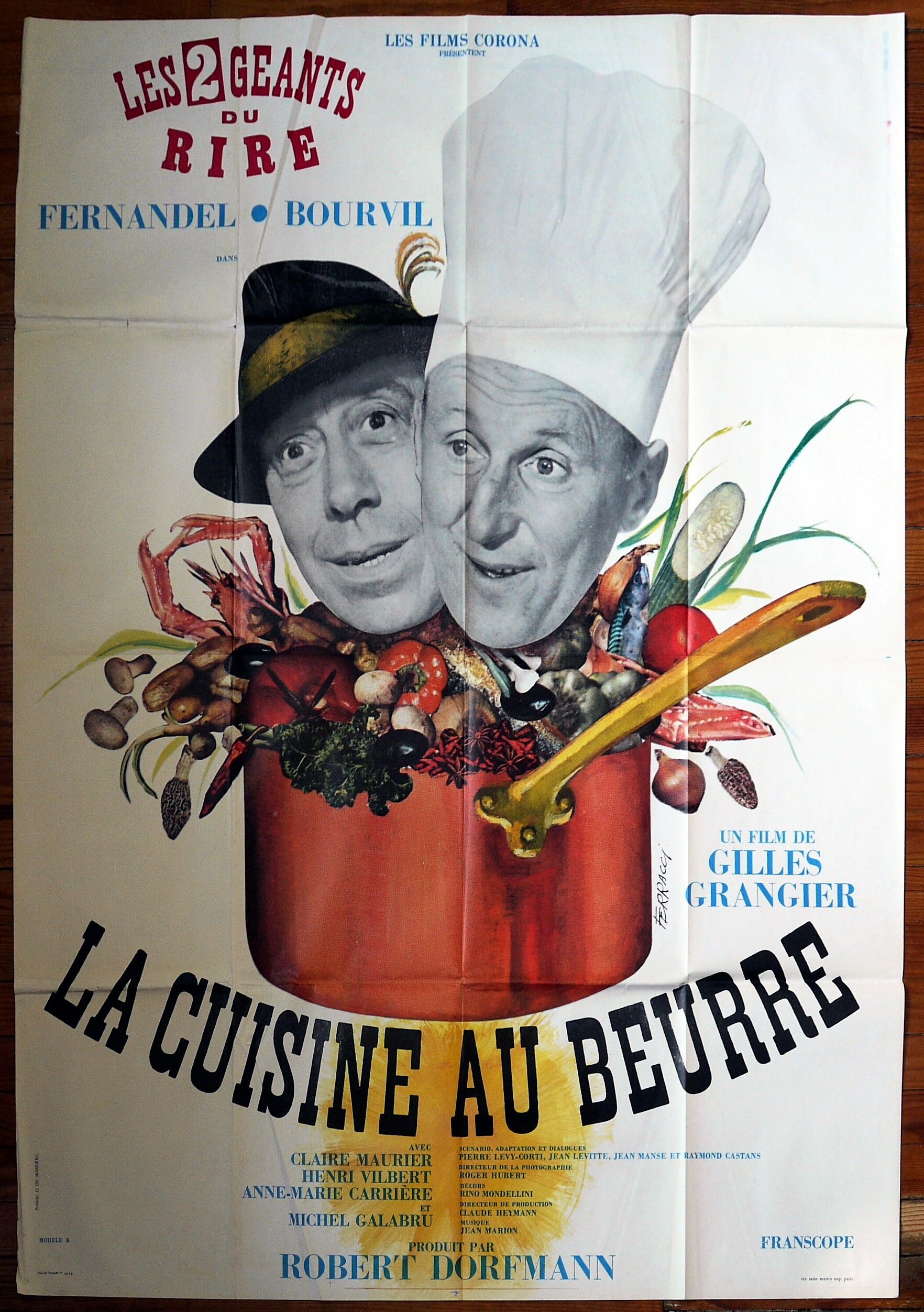Original movie poster "La cuisine au beurre, Fernandel & Bourvil"