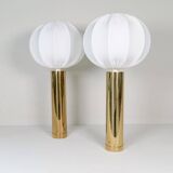 Pair of large Bergboms B-010 table lamps in brass, mid-century, 1960s, Sweden.