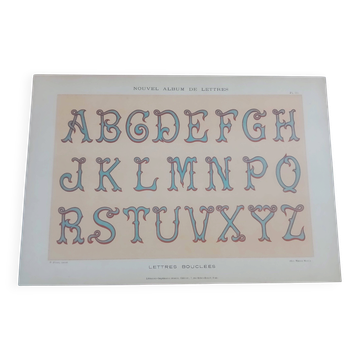 Lithograph of decorative lettering by Paul Fleury 1903 Alphabet