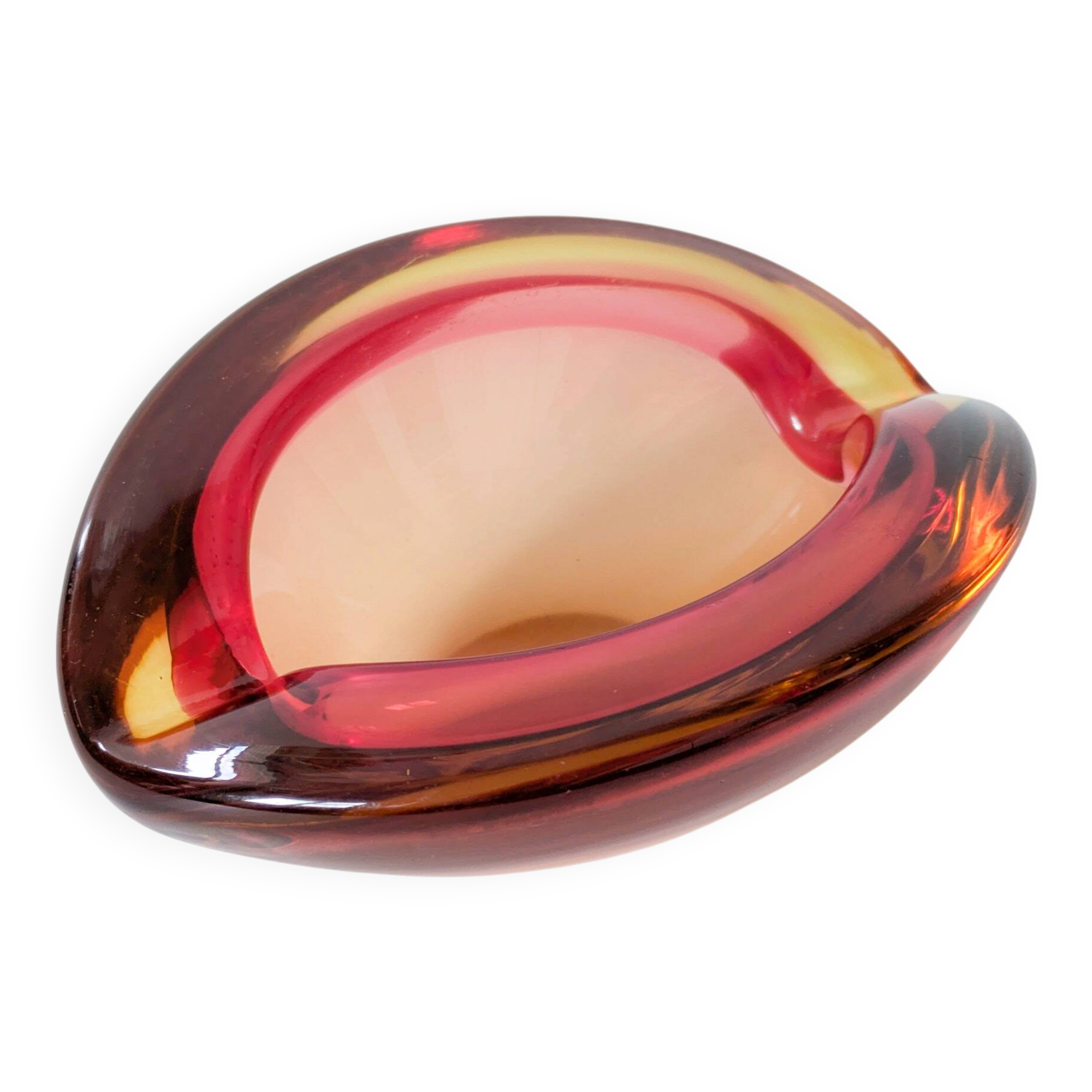 Murano glass catchall in Sommerso style, Orange Rose.