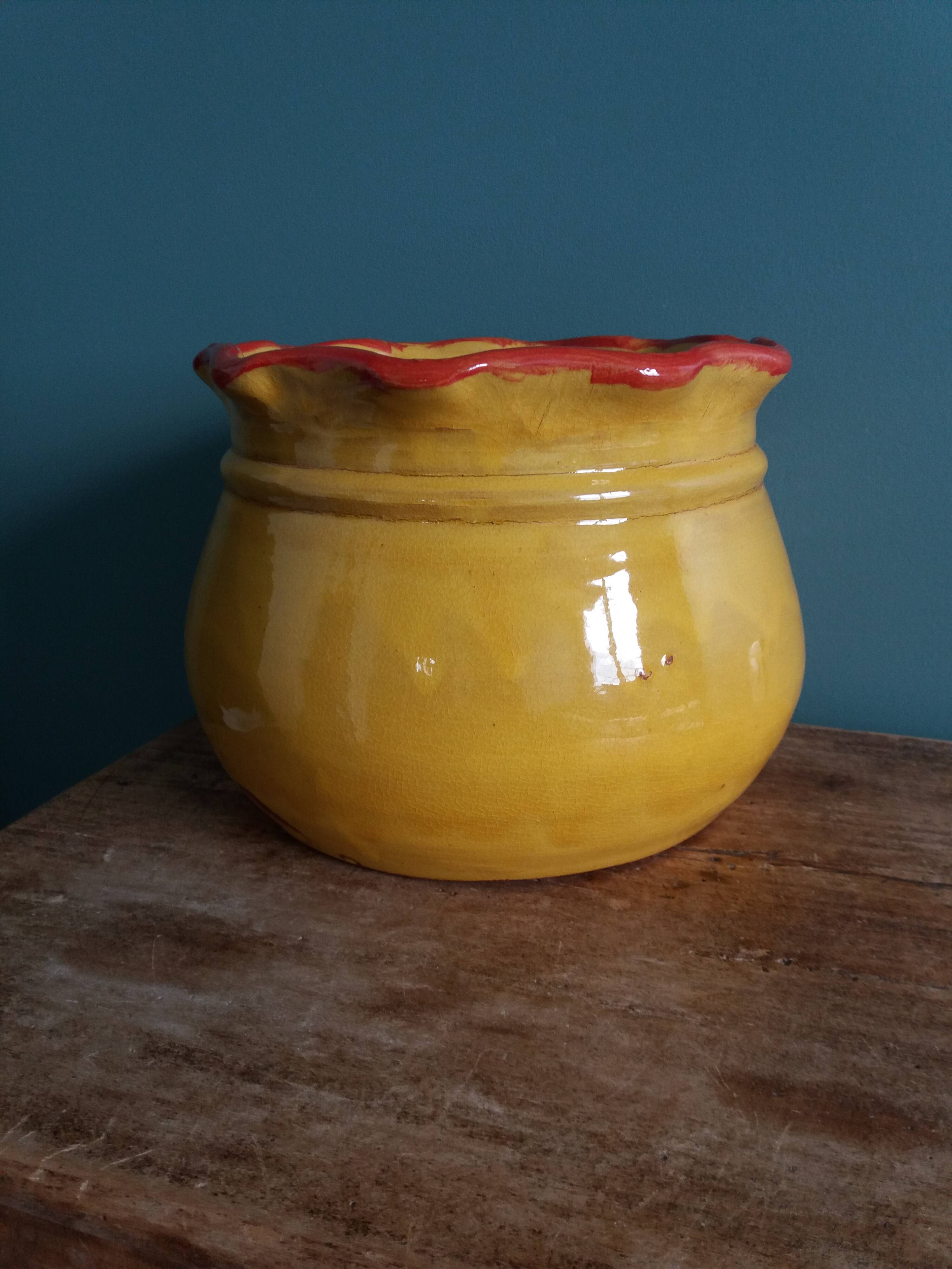 Planter, glazed terracotta flower pot, Provençal pottery