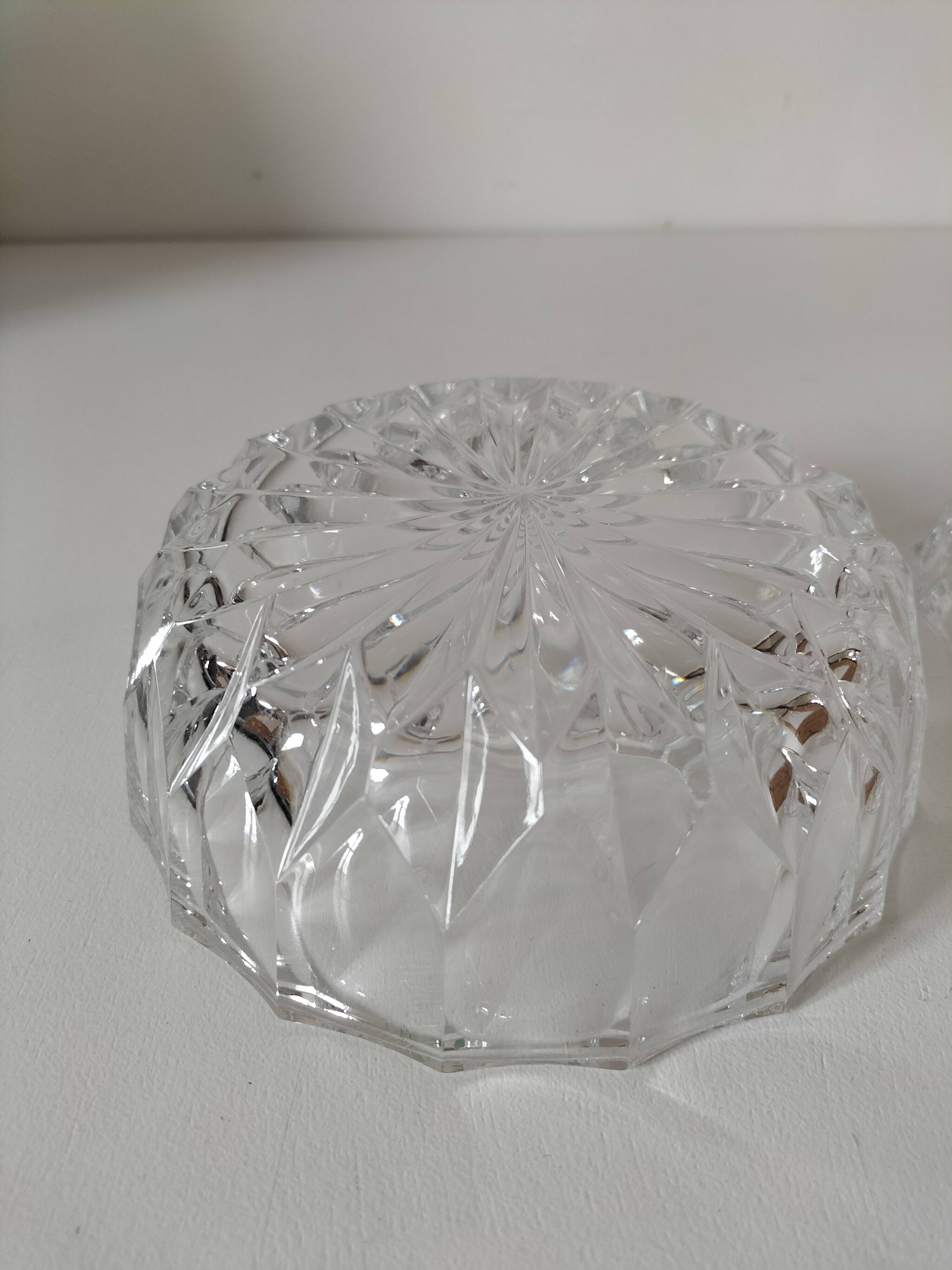 Large vintage pressed glass candy box – diamond pattern