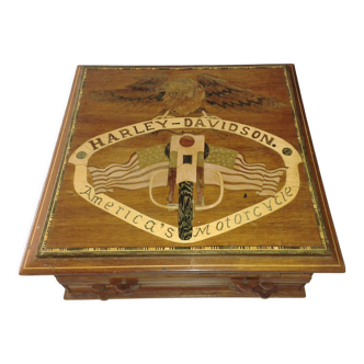 Game box Harley Davidson in marquetry
