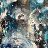 Large abstract painting XXL signed – 105 × 148 cm – Contemporary art