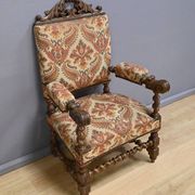 Ornamental armchair in oak, Louis XIII style – Early 20th century