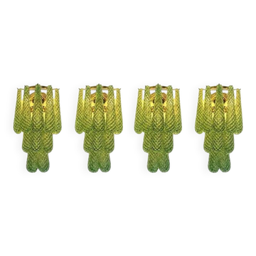 Graniglia Green “Conchiglie” Murano Glass Gold Wall Sconce by Simoeng Lot o