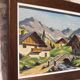 Oil on carved panel in relief, Alpine chalet