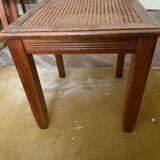 Set of 6 old chairs in carved wood and cane