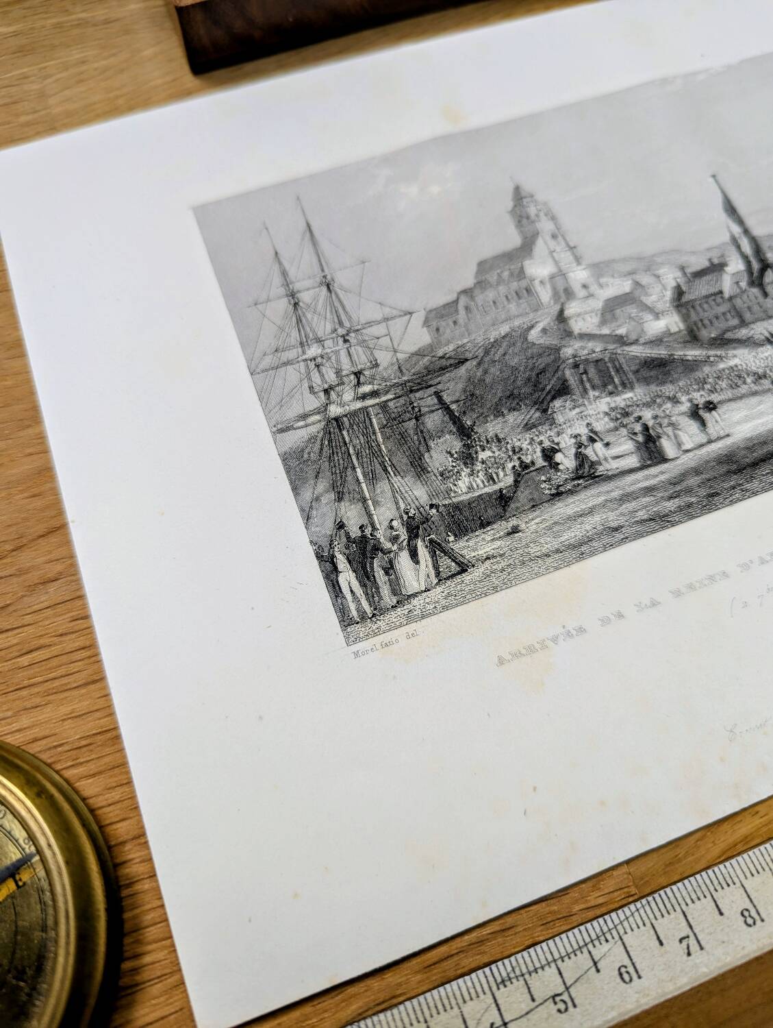 Vintage engraving of Le Tréport, Normandy. Printed in 1844.