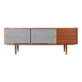 Buffet en teck danois peint à la main en op-art des années 1960.