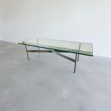 Vintage chrome coffee table / coffee table with glass