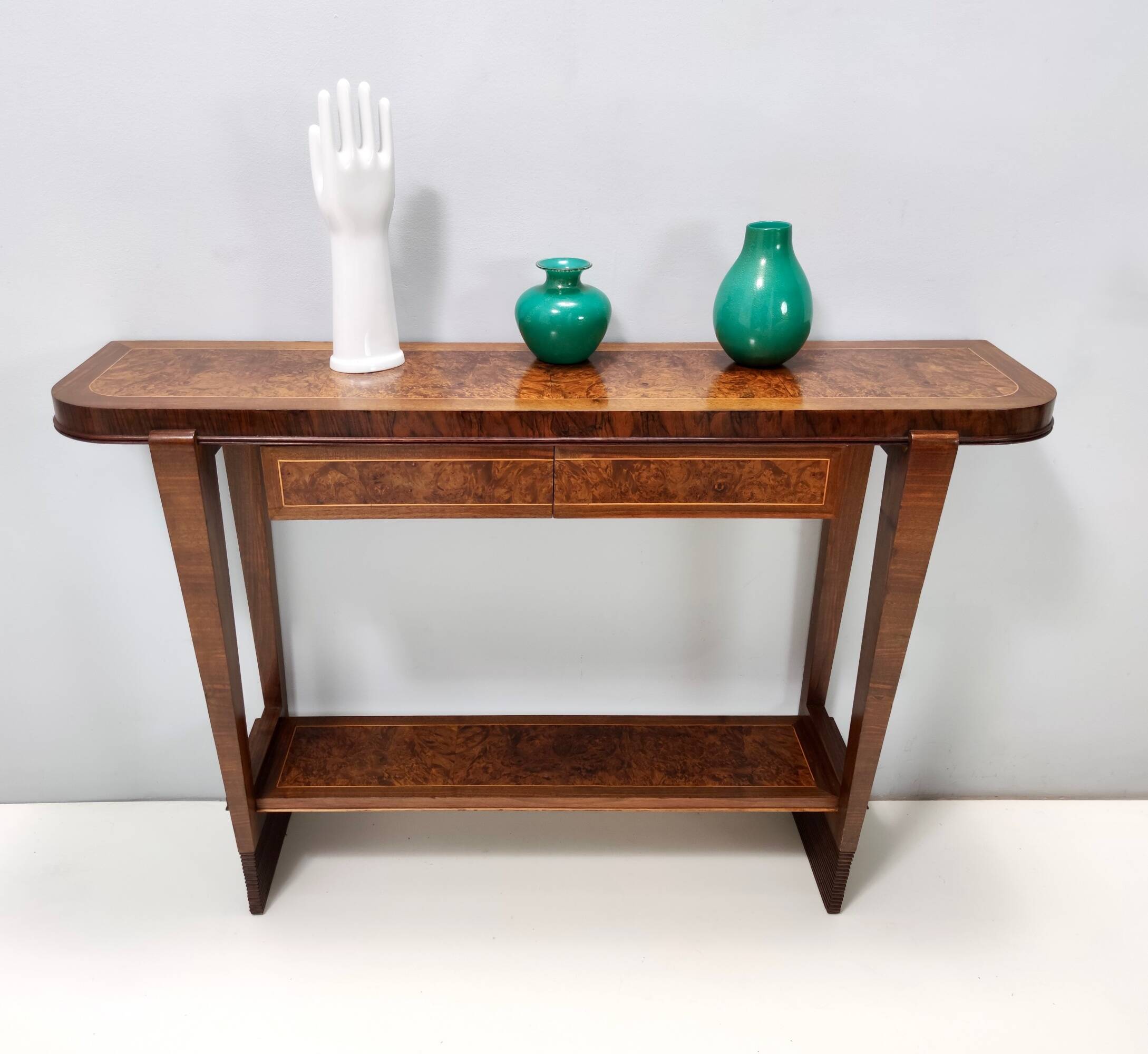 Green Cased Alga Glass Vase with Gold Leaf by Tomaso Buzzi for Venini