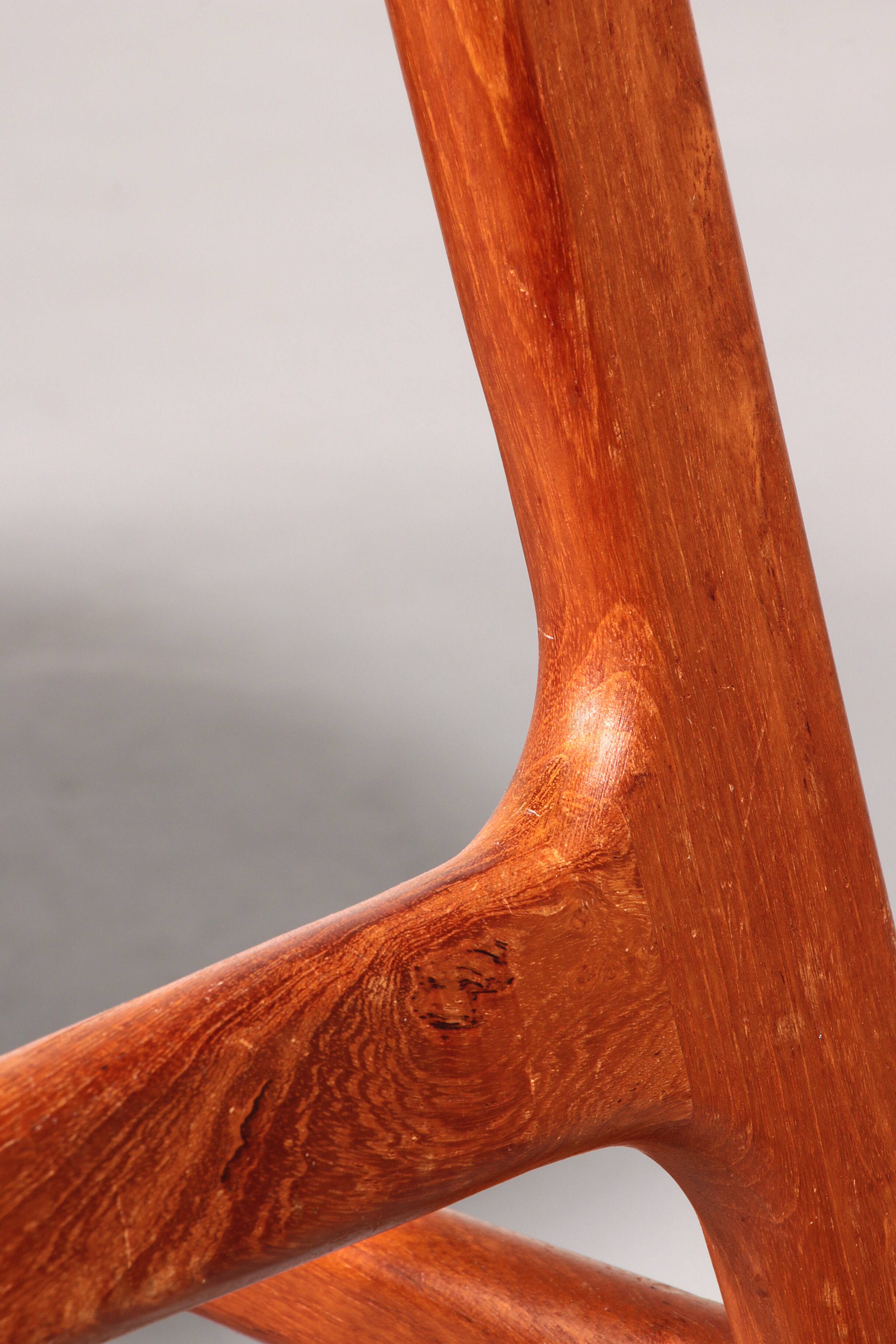 Design bar stool in wood and black leather by Erik Buch 1960