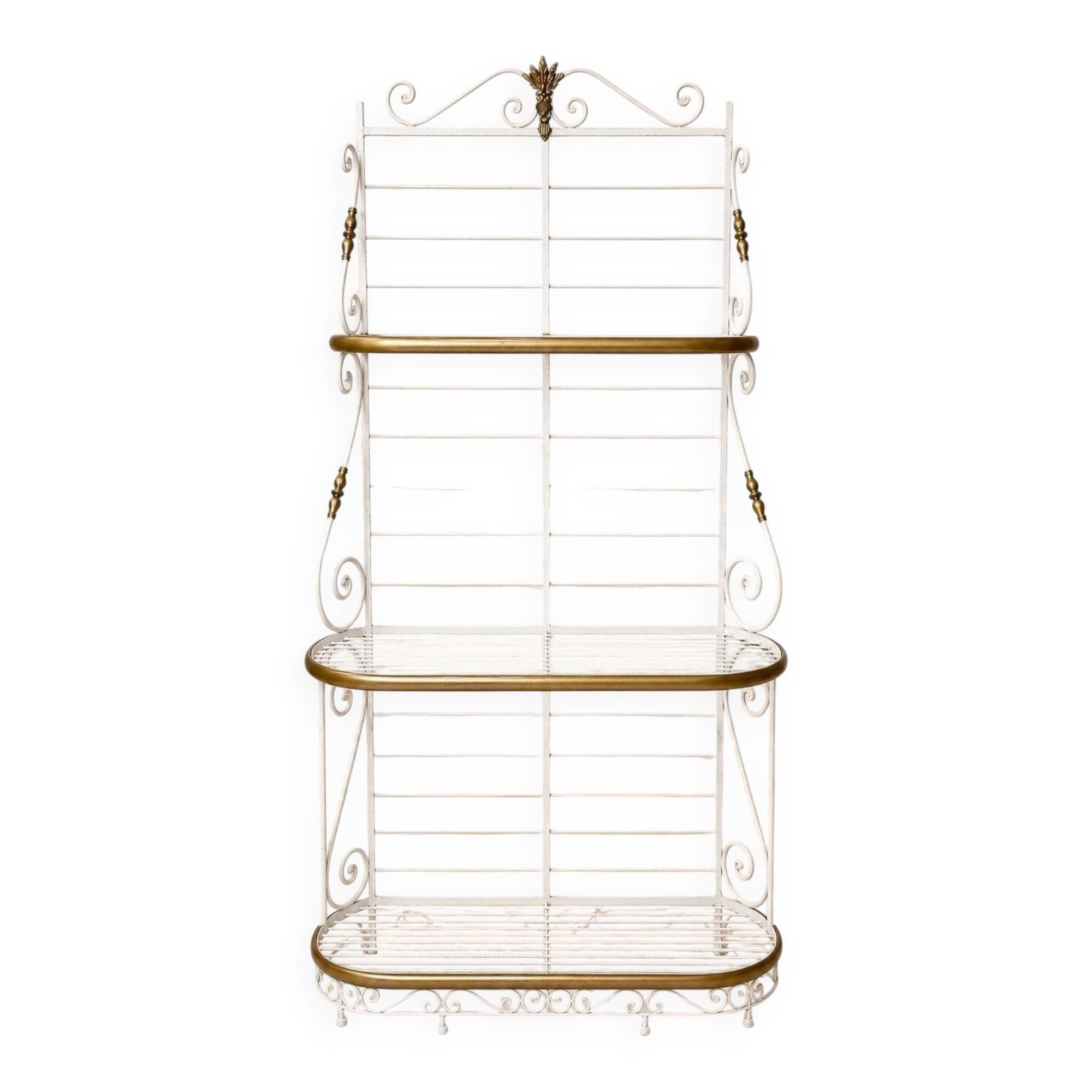 Baker's Shelf – Belle Époque Style – White Lacquered Iron and Brass