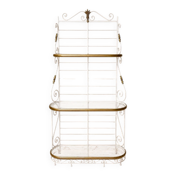 Baker's Shelf – Belle Époque Style – White Lacquered Iron and Brass