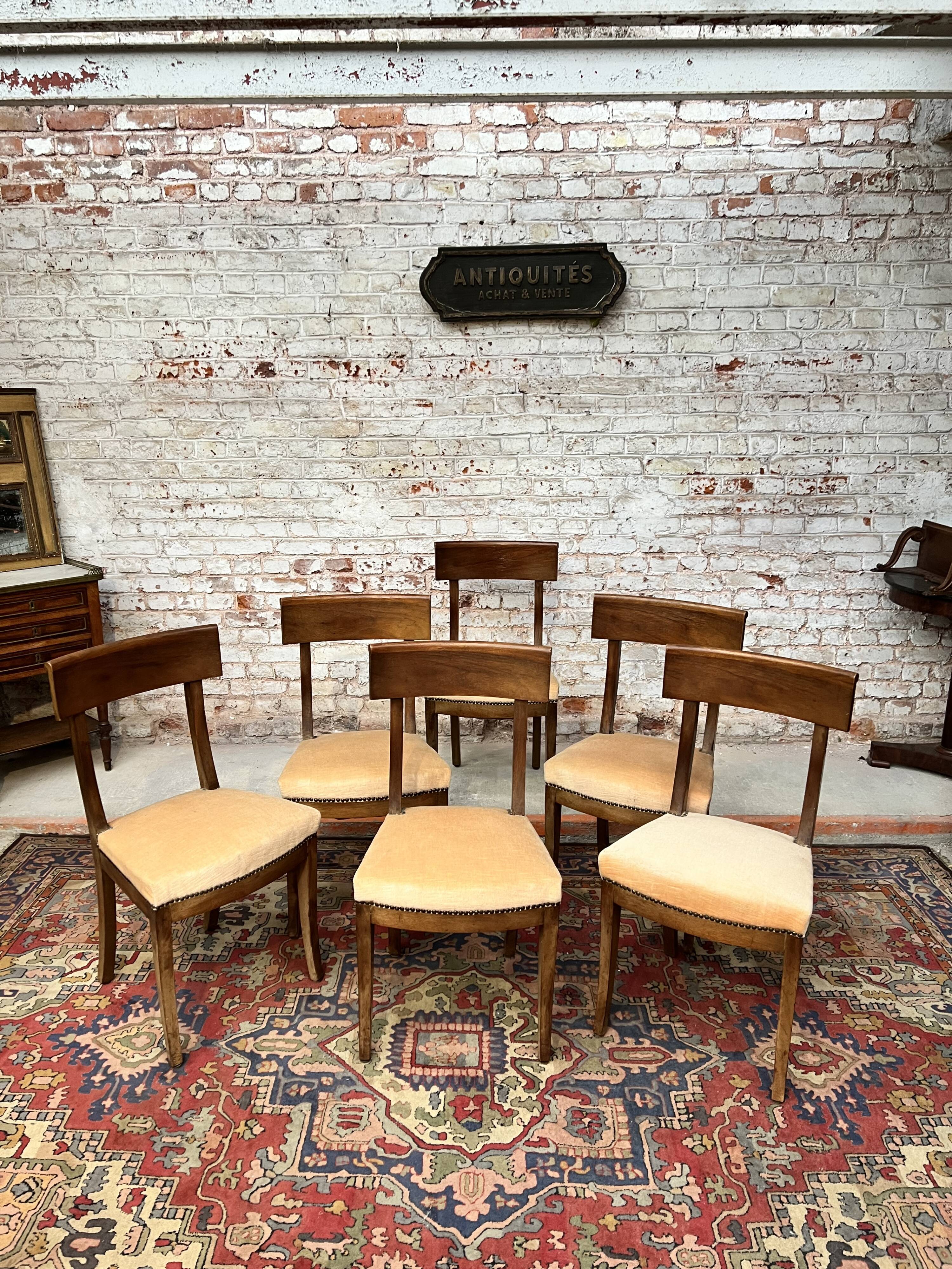 Suite of six mahogany chairs with 19th century Directoire style bands