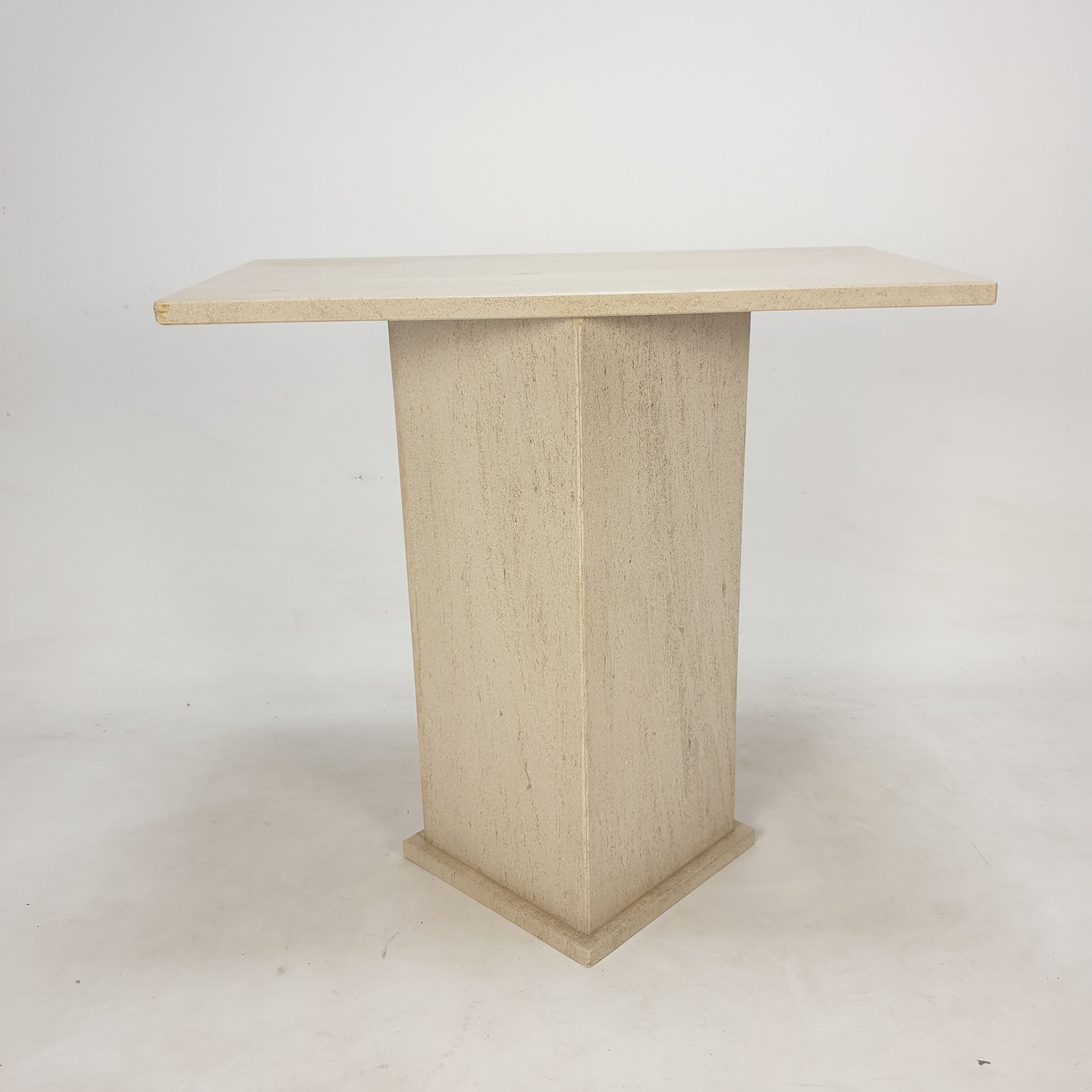 Italian Travertine Side Table or Pedestal, 1980s