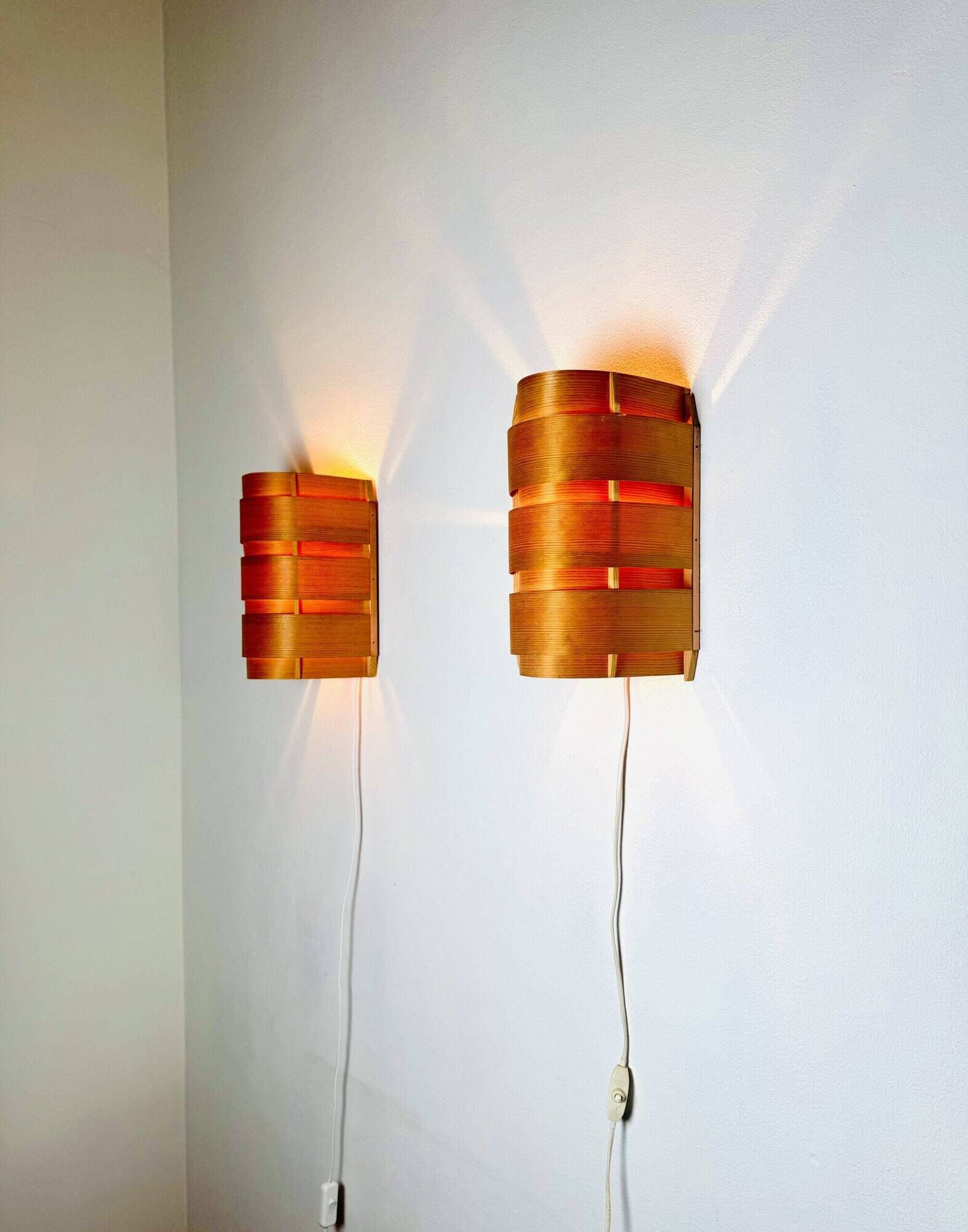 Model V155 Curved Pine Veneer Wall Lamps By Hans-Agne Jakobsson For Markaryd, Sweden 1960S