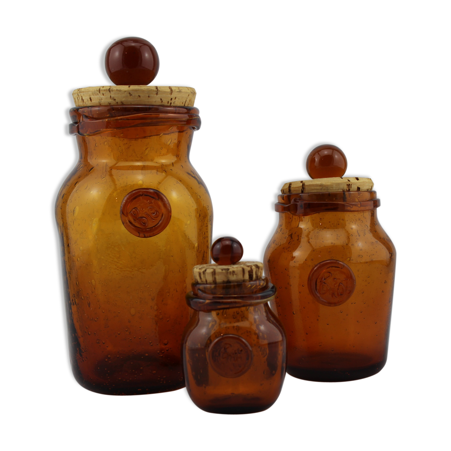 Set of 3 pots/jars Biot bubble glass