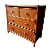 Commode rotin & cannage vintage
