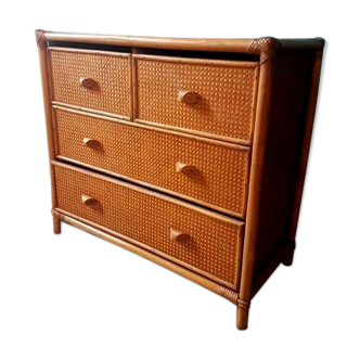 Commode rotin & cannage vintage
