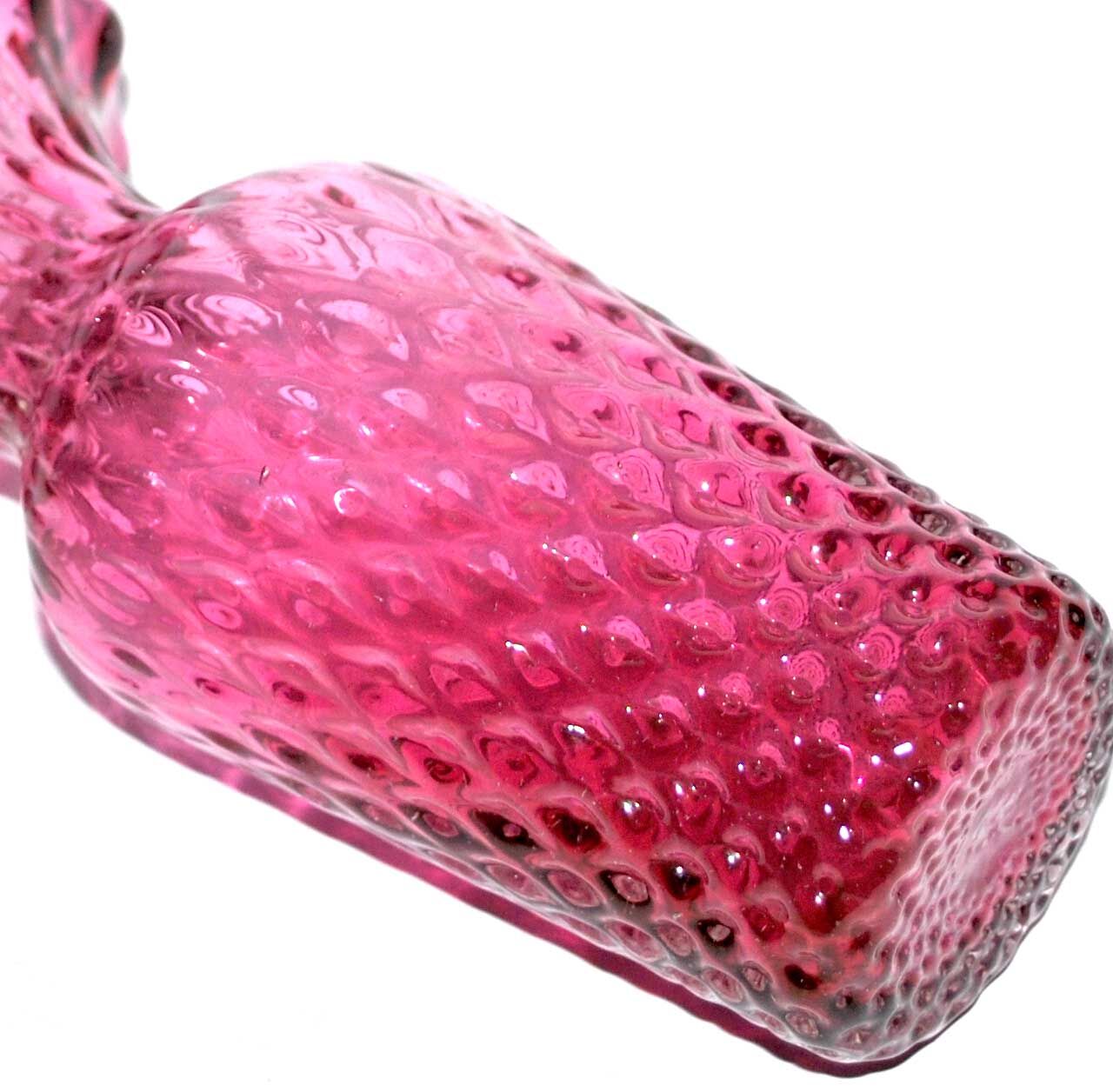 Vintage pink blown glass cornet vase - vintage pineapple shape 18cm