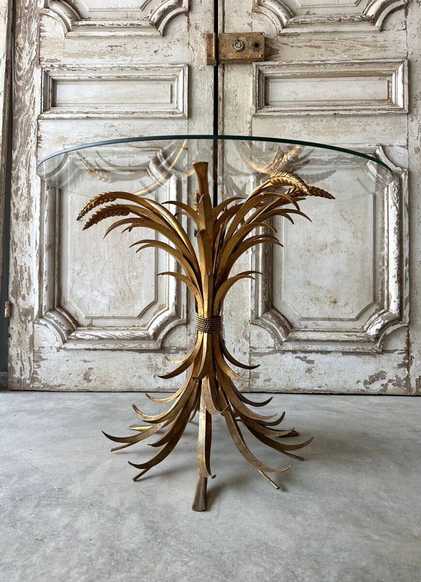 Small golden metal table circa 1960-70