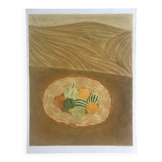 Pierre BONCOMPAIN, Terrestrial foods XVII, 1990. Original lithograph