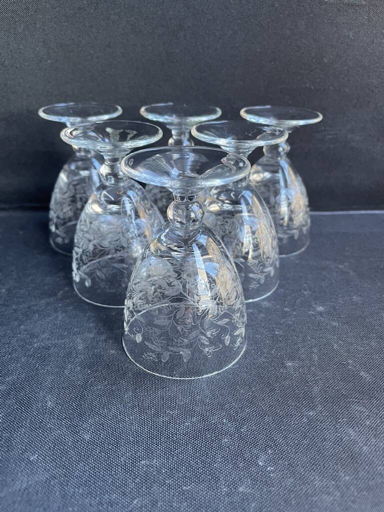 Port wine service – Blown, engraved and cut crystal – Art Deco