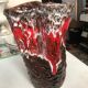 Vase in Vallauris earthenware, red, brown and white.