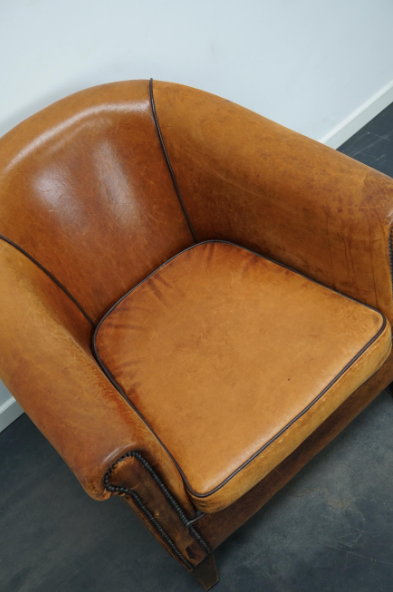 Club armchair in leather color cognac Netherlands