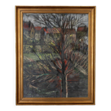 Watercolor on cardboard by Chab XXth tree 1947