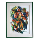 Composition abstraite orange et verte, gouache sur papier, 1989