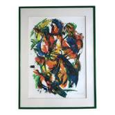 Composition abstraite orange et verte, gouache sur papier, 1989