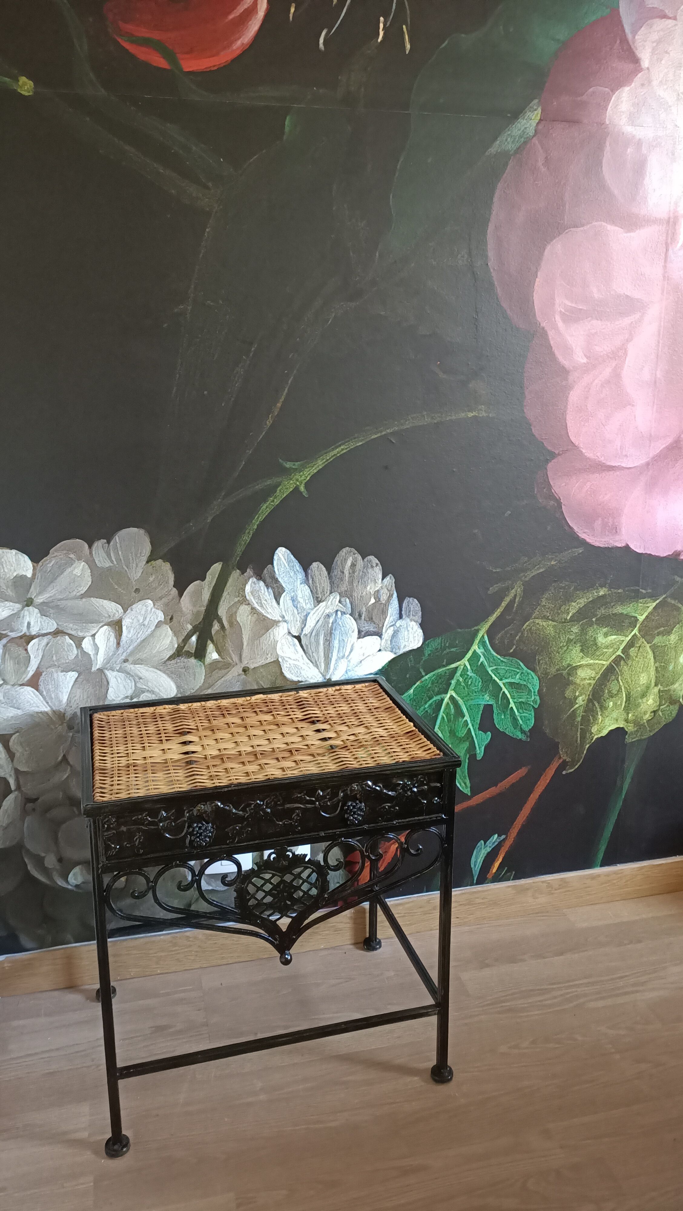 Metal and rattan bedside