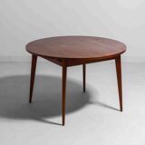 Extendable round dining table in teak, Belgium 1960s
