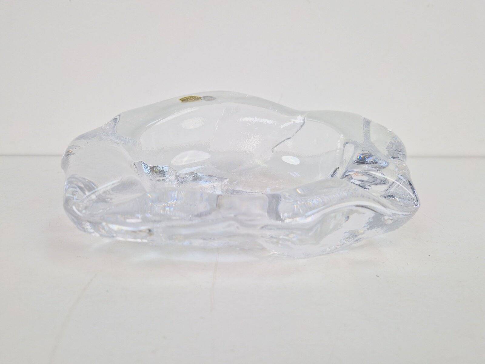 Vintage Brutalist Ice Glass Ashtray from Val Saint Lambert, 1960s