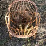 Rattan armchairs bamboo wicker vintage 60s