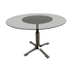 Table basse ajustable en table de séjour en inox avec verre fumé, 1970
