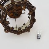 Bedside lamp, table lamp in rattan, bamboo, Louis Sognot style. 1950s