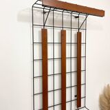 Metal and wood wall coat rack, 1950s-60s.