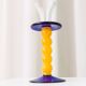 Murano Glass Candleholder - Postmodern Memphis Milano 1980s, Yellow Stem, Cobalt Base, Clear Cup